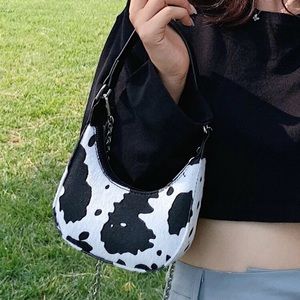 Cow print mini croissant bag